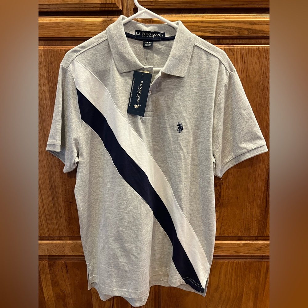 U.S. Polo Assn. Gray and Navy Men's Polo Shirt